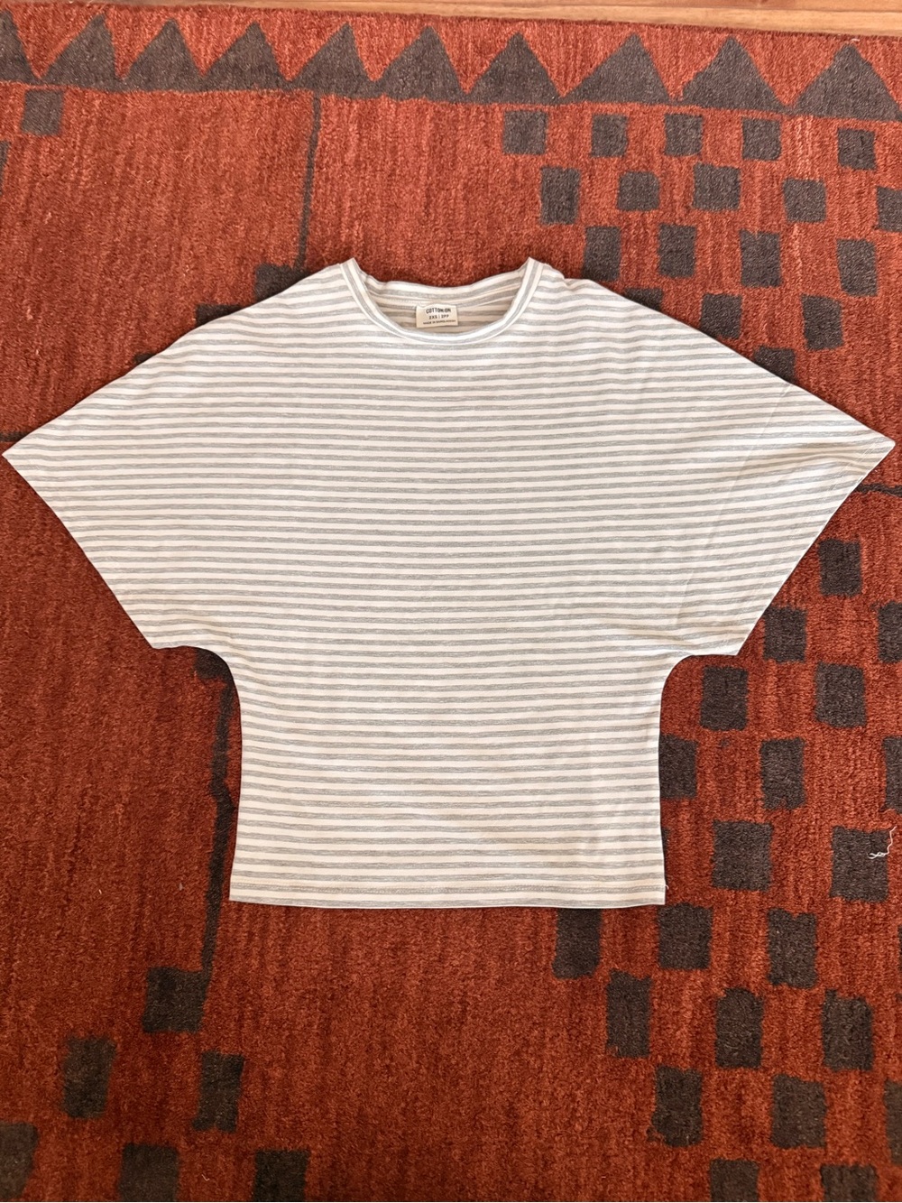Cotton On Cream & Gray Striped Batwing Tee Never Worn Fits like and xs